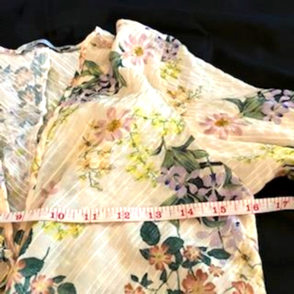 ZARA Sheer Floral Blouse Women's Top  Size S - Picture 4 of 5